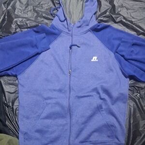 Russell Athletic Blue Jacket Lightweight Hooded Windbreaker